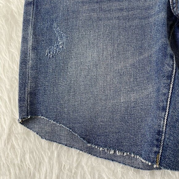 BLANKNYC Women's size 28 Tomboy Blue Jean Bermuda Shorts Raw Hem Distressed NEW - Picture 9 of 10